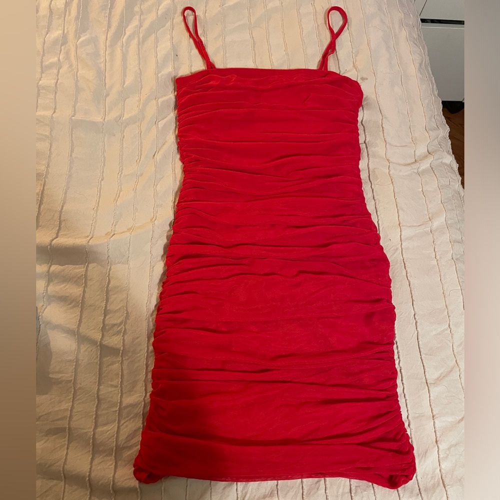 Red mini dress